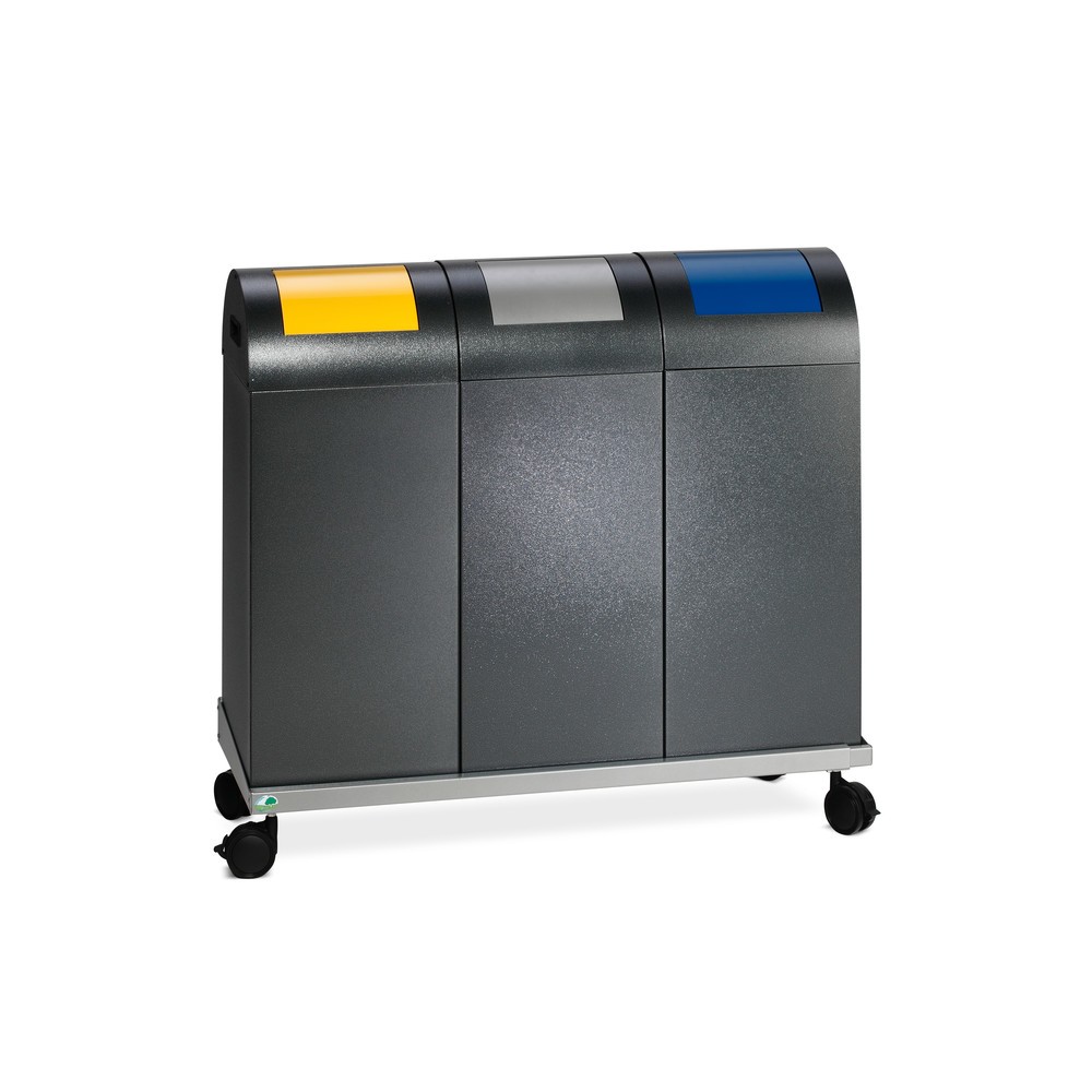 Immagine del prodotto n. 2: Contenitore di raccolta materiale riciclabile VAR®, 60 litri, autoestinguente, corpo argento anticato, coperchio rotondo/blu