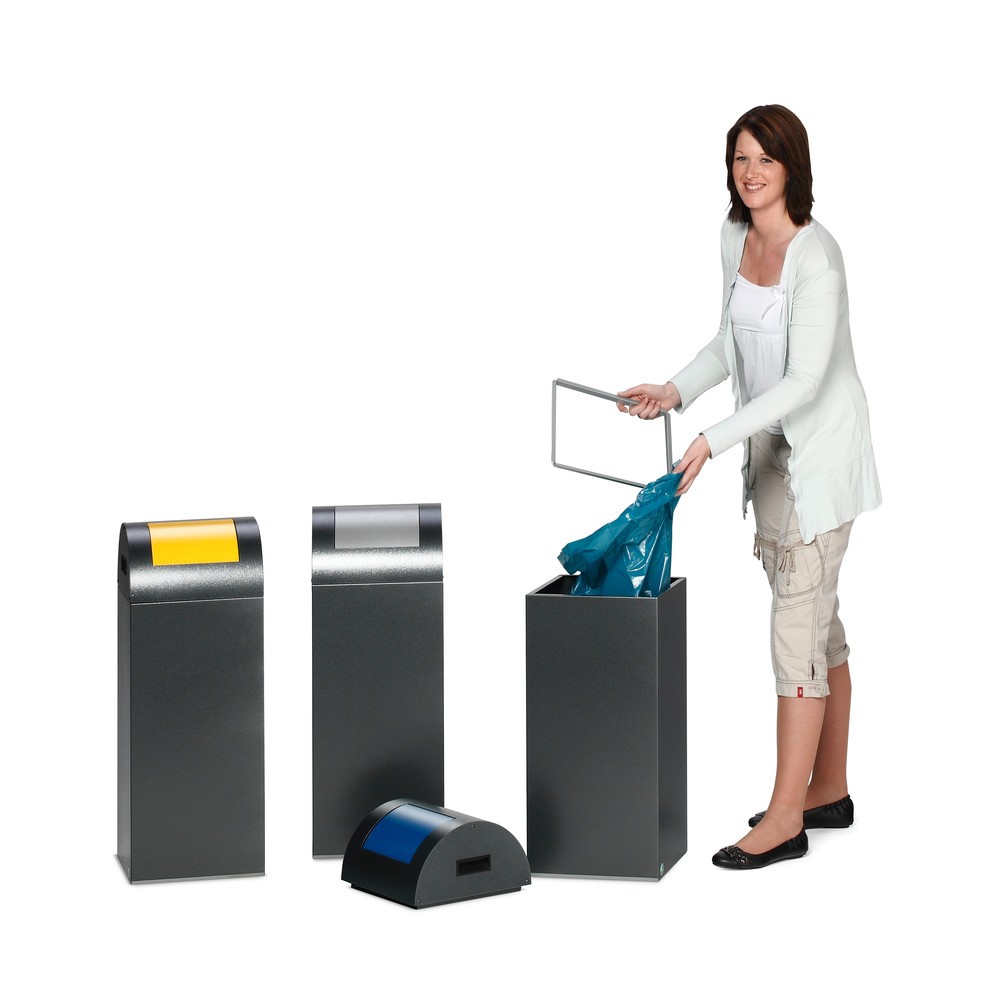 Immagine del prodotto n. 2: Contenitore di raccolta materiale riciclabile VAR®, 60 litri, autoestinguente, corpo argento, coperchio rotondo/antracite