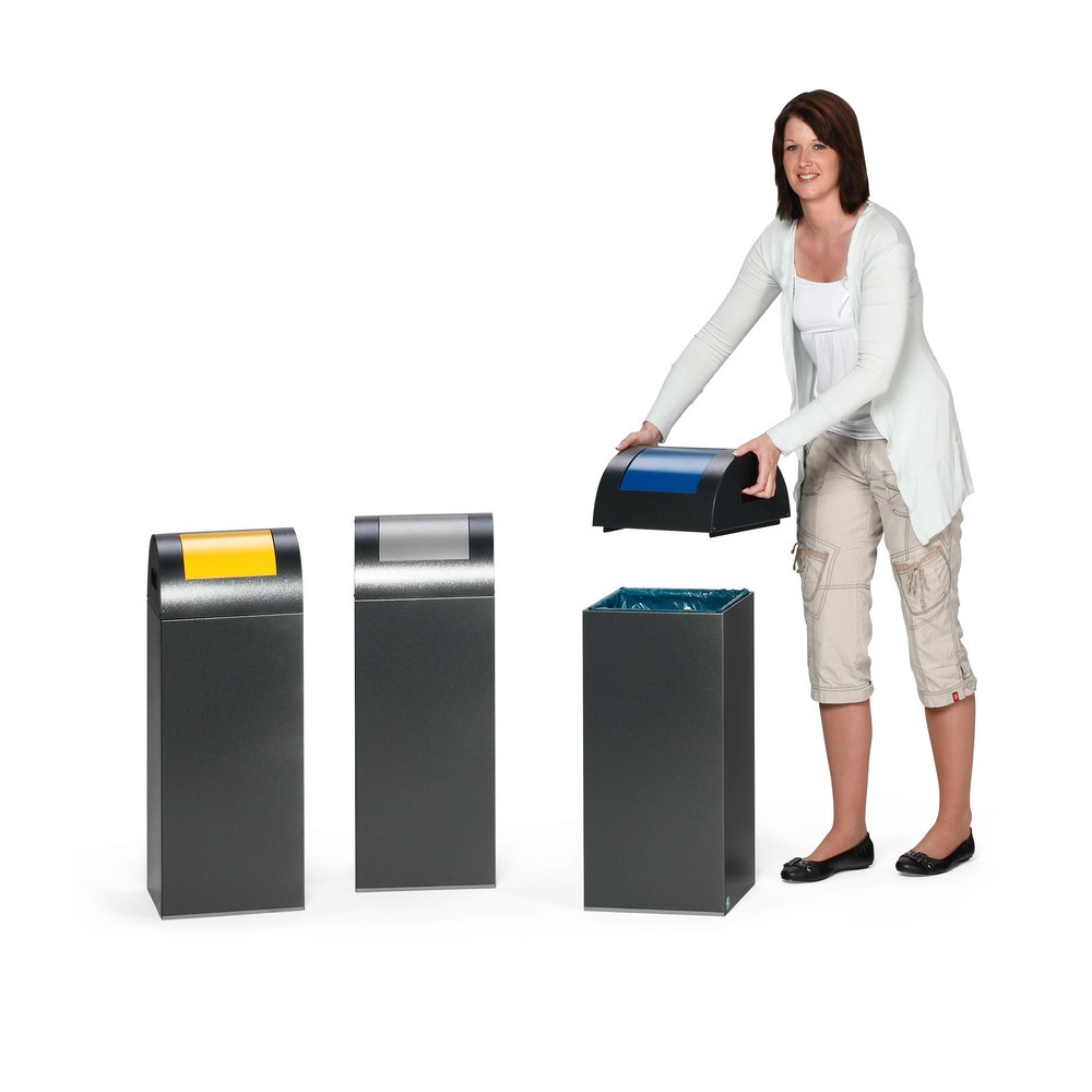 Immagine del prodotto n. 3: Contenitore di raccolta materiale riciclabile VAR®, 60 litri, autoestinguente, corpo argento, coperchio rotondo/antracite