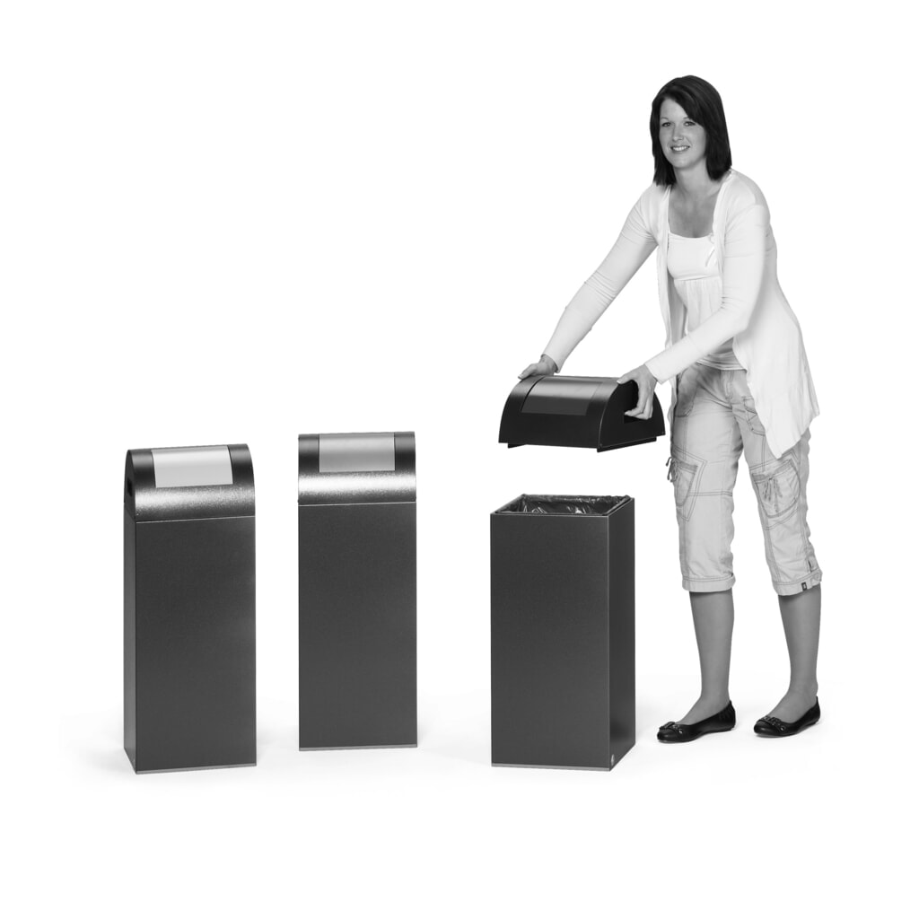 Immagine del prodotto n. 3: Contenitore di raccolta materiale riciclabile VAR®, 60 litri, autoestinguente, corpo argento, coperchio rotondo/antracite