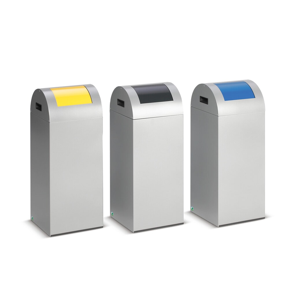 Immagine del prodotto n. 1: Contenitore di raccolta materiale riciclabile VAR®, 60 litri, autoestinguente, corpo argento, coperchio rotondo/antracite