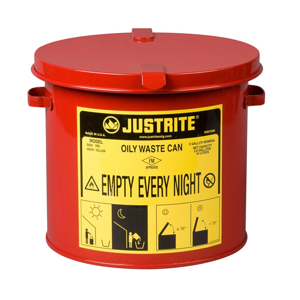 Immagine del prodotto n. 1: Justrite Contenitore di raccolta per banco da lavoro, manuale, rosso, 8 litri