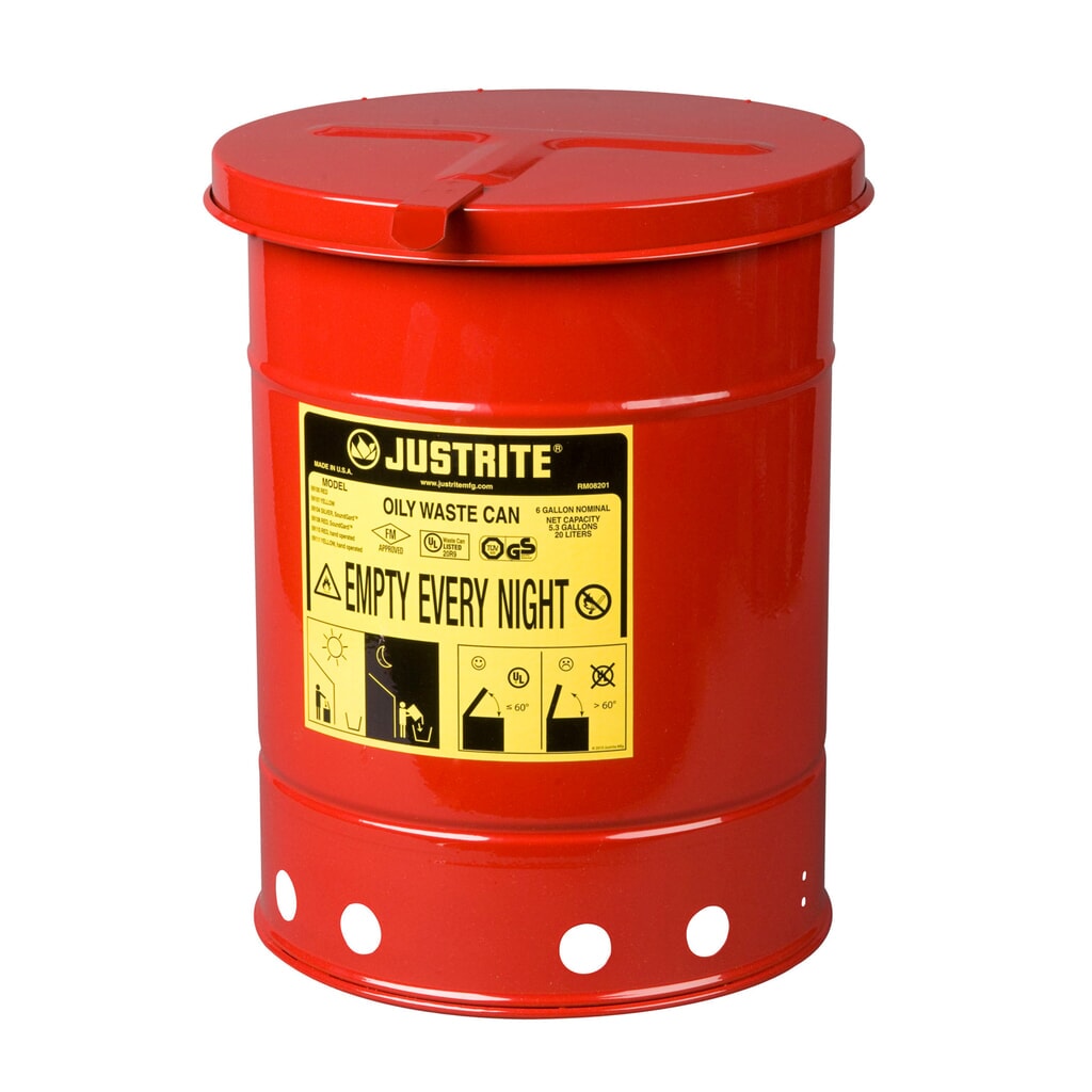 Immagine del prodotto: Contenitore di raccolta per banco da lavoro Justrite®, manuale, rosso, 20 litri