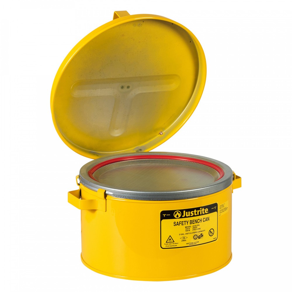 Immagine del prodotto n. 2: Justrite Contenitore di impregnazione con coperchio ribaltabile, giallo, 8 litri