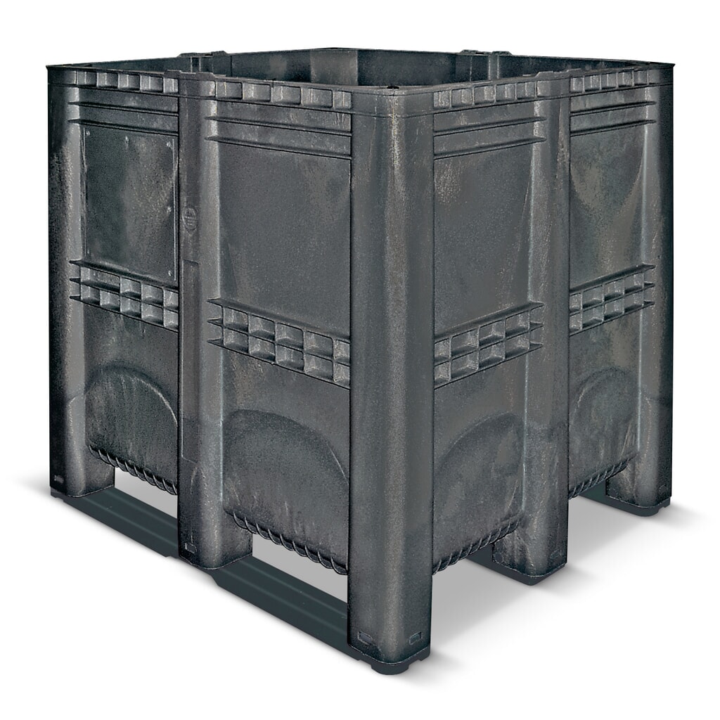 Contenitore grande in polietilene, 1.400 litri, con traverse, grigio Immagine del prodotto: Contenitore grande in polietilene, 1.400 litri, con traverse, grigio