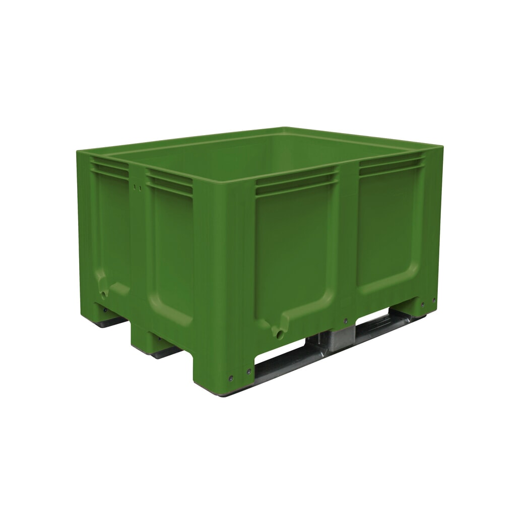 Contenitore grande in polietilene, 610 litri, con traverse, verde Immagine del prodotto: Contenitore grande in polietilene, 610 litri, con traverse, verde