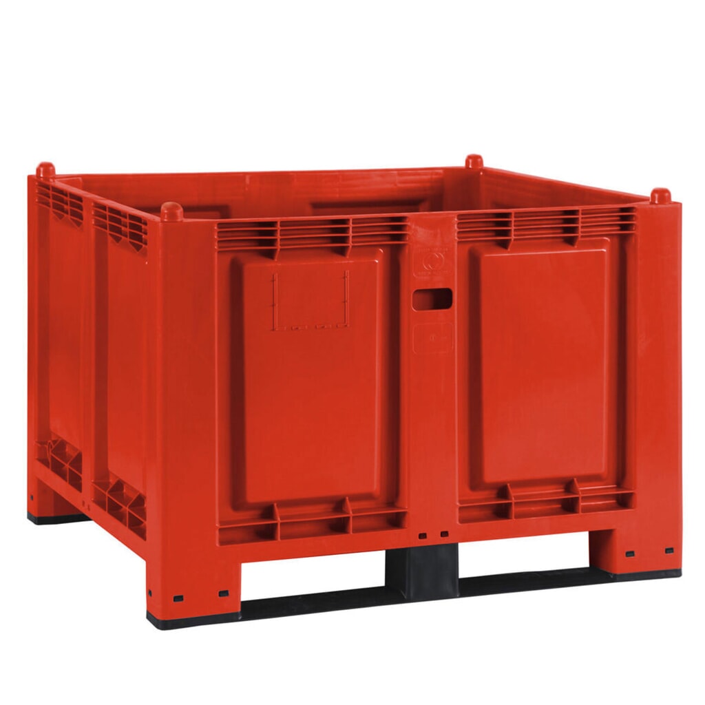 Contenitore grande in polipropilene, 550 litri, con traverse, rosso Immagine del prodotto: Contenitore grande in polipropilene, 550 litri, con traverse, rosso