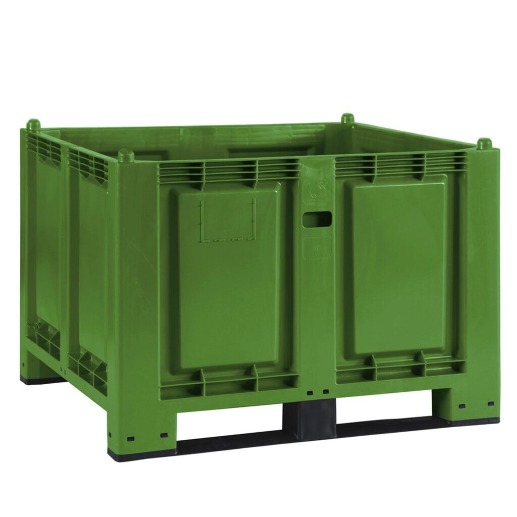 Contenitore grande in polipropilene, 550 litri, con traverse, verde Immagine del prodotto: Contenitore grande in polipropilene, 550 litri, con traverse, verde