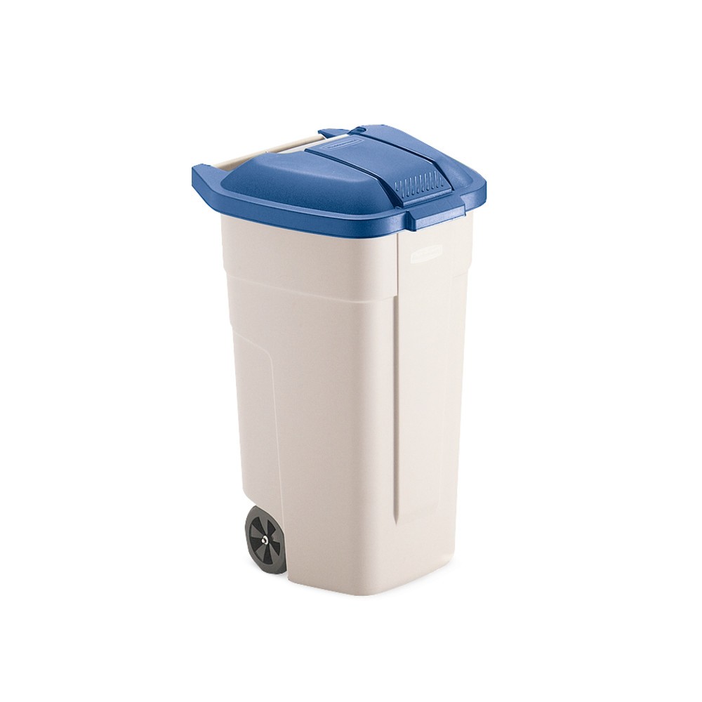 Immagine del prodotto n. 2: Contenitore grande per rifiuti Rubbermaid®, 100 litri, con ruote, coperchio blu