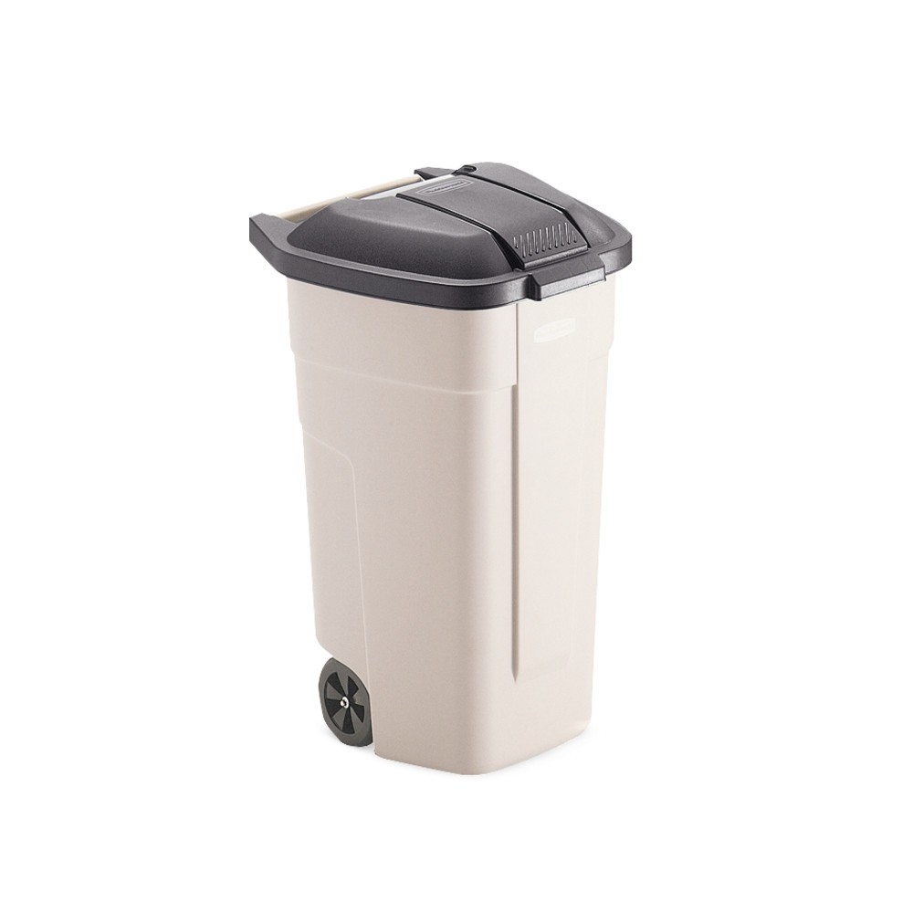 Immagine del prodotto n. 2: Contenitore grande per rifiuti Rubbermaid®, 100 litri, con ruote, coperchio nero