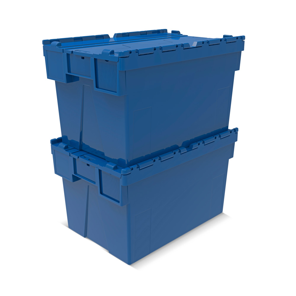 Immagine del prodotto n. 6: Contenitore impilabile multiplo in PP con coperchio ribaltabile, blu, 65 litri, 1 pz/UV