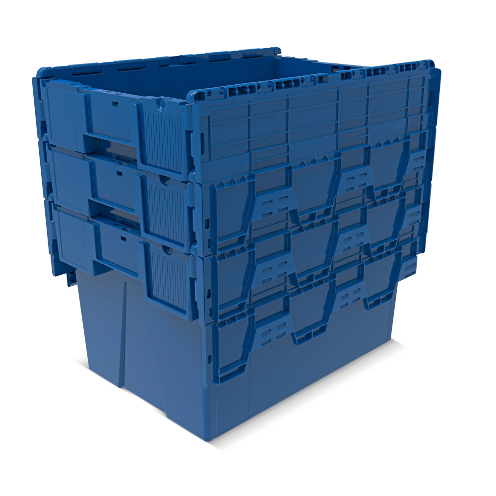 Immagine del prodotto n. 7: Contenitore impilabile multiplo in PP con coperchio ribaltabile, blu, 65 litri, 1 pz/UV