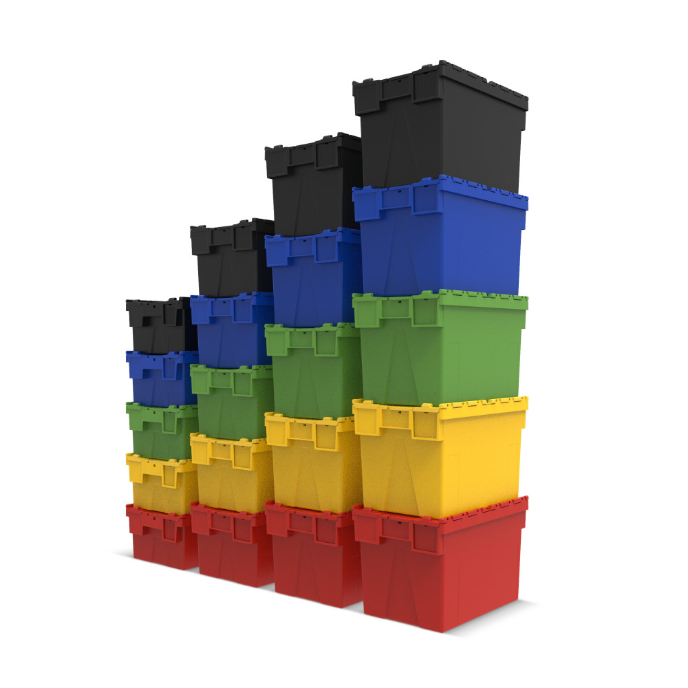 Immagine del prodotto n. 5: Contenitore impilabile multiplo in PP con coperchio ribaltabile, blu, 77 litri, 1 pz/UV