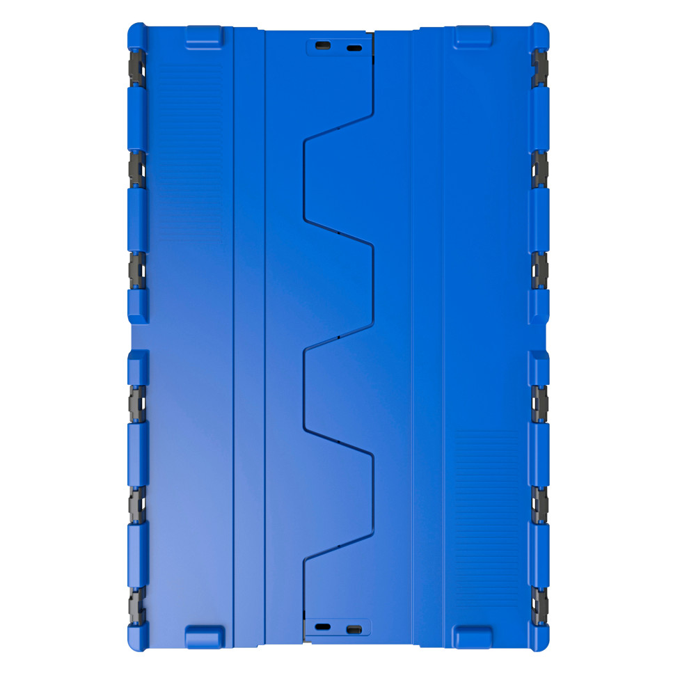 Immagine del prodotto n. 2: Contenitore impilabile multiplo in rigranulato di PP con coperchio ribaltabile, nero/blu, 56 litri, 1 pz/UV