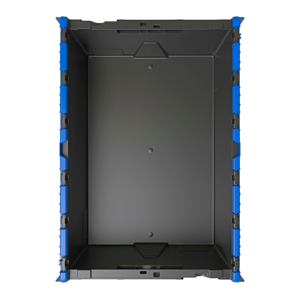 Immagine del prodotto n. 3: Contenitore impilabile multiplo in rigranulato di PP con coperchio ribaltabile, nero/blu, 56 litri, 1 pz/UV
