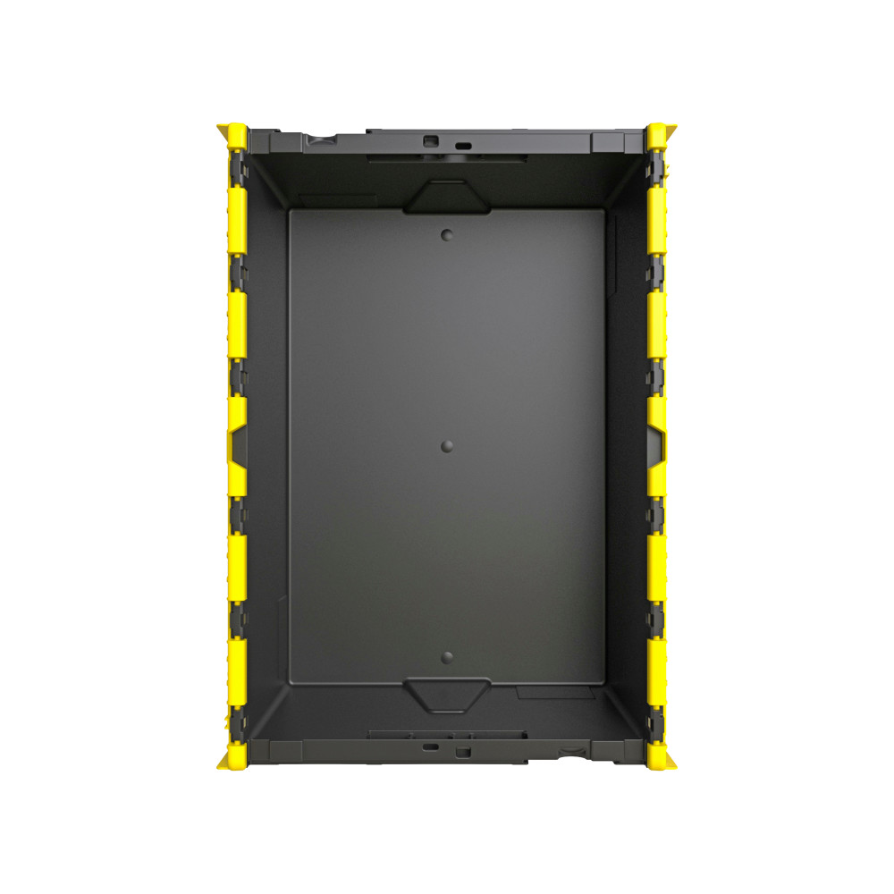 Immagine del prodotto n. 3: Contenitore impilabile multiplo in rigranulato di PP con coperchio ribaltabile, nero/giallo, 77 litri, 1 pz/UV
