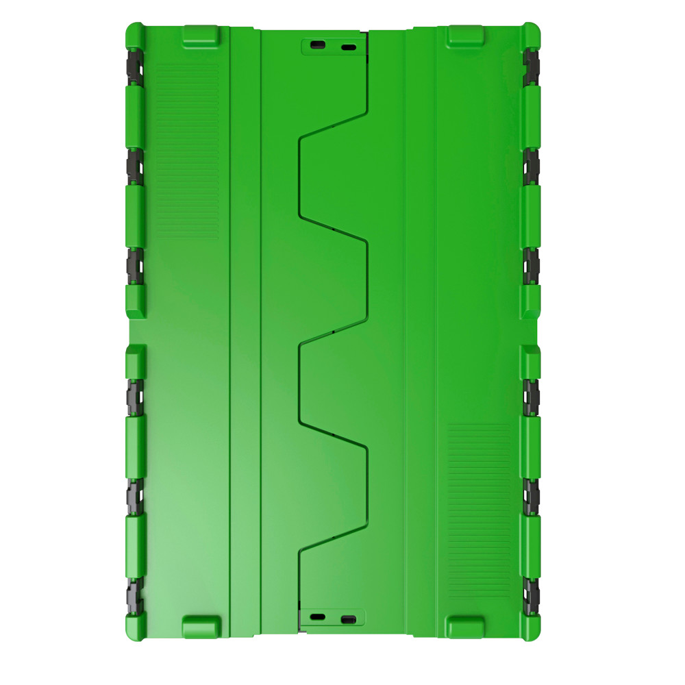 Immagine del prodotto n. 3: Contenitore impilabile multiplo in rigranulato di PP con coperchio ribaltabile, nero/verde, 56 litri, 1 pz/UV