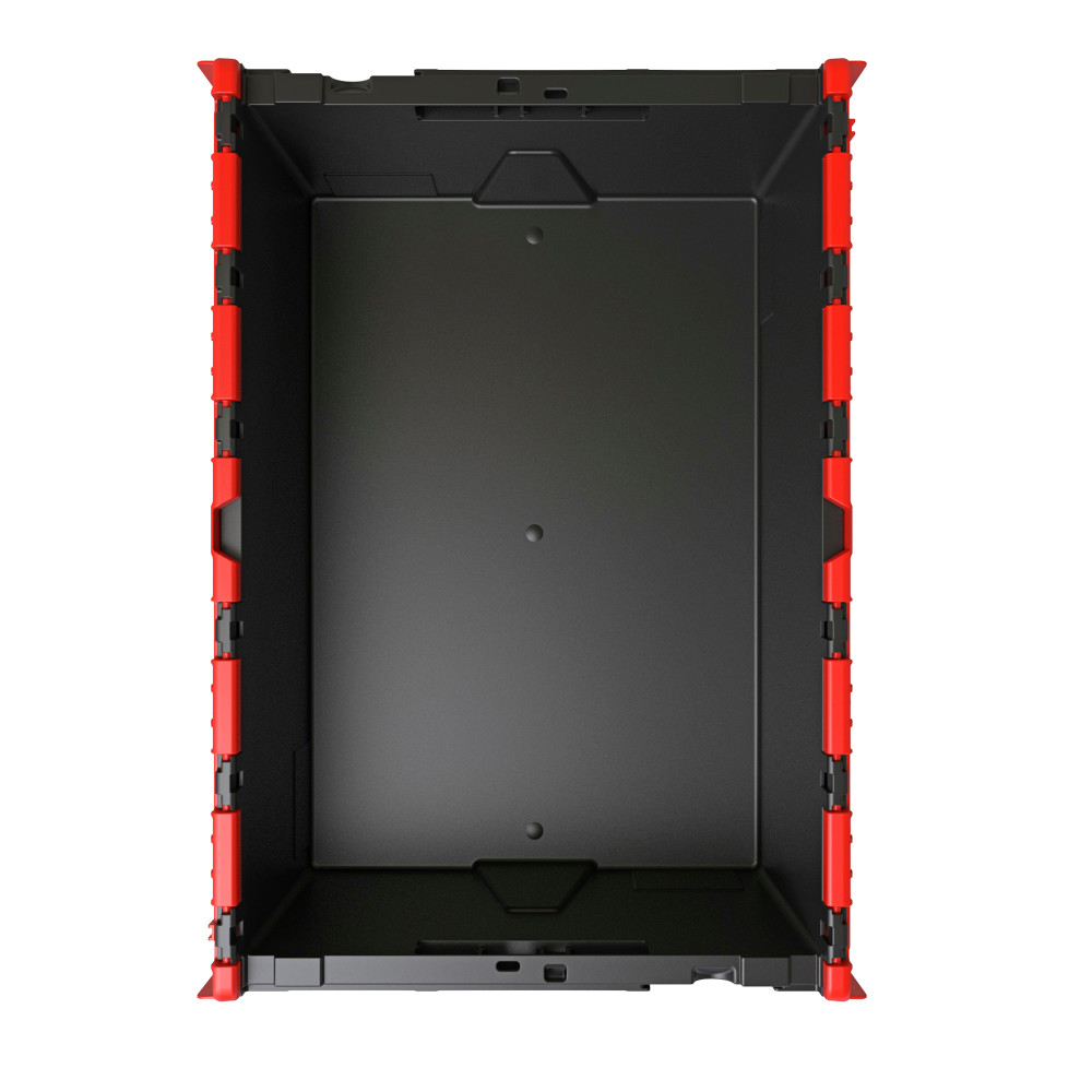 Immagine del prodotto n. 3: Contenitore impilabile multiplo in rigranulato di PP con coperchio ribaltabile, nero/rosso, 56 litri, 1 pz/UV