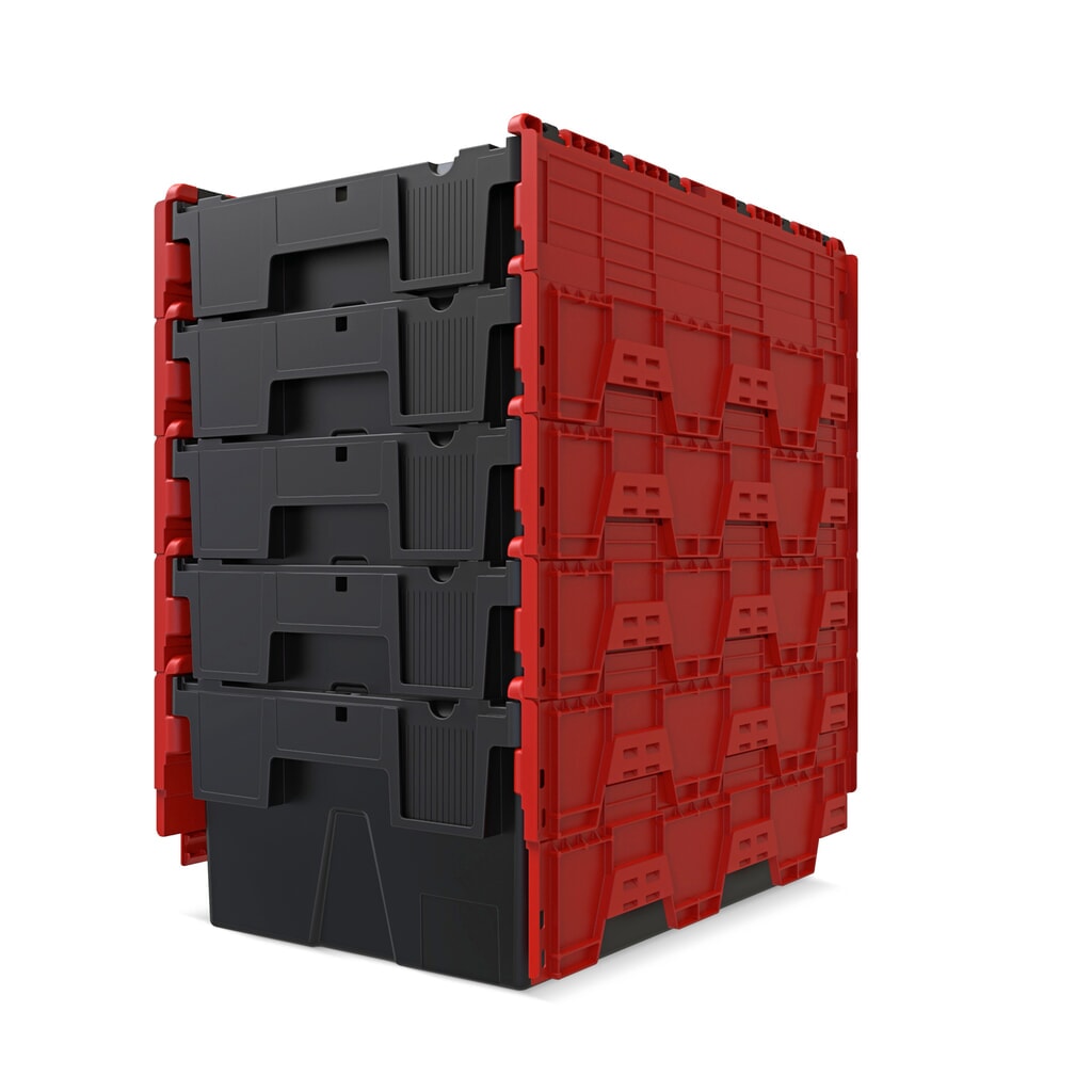 Immagine del prodotto n. 8: Alpha Eurobox in PP rigranulato con tappo incernierato, nero/rosso, 56 litri, HxBxT 310 x 600 x 400 mm
