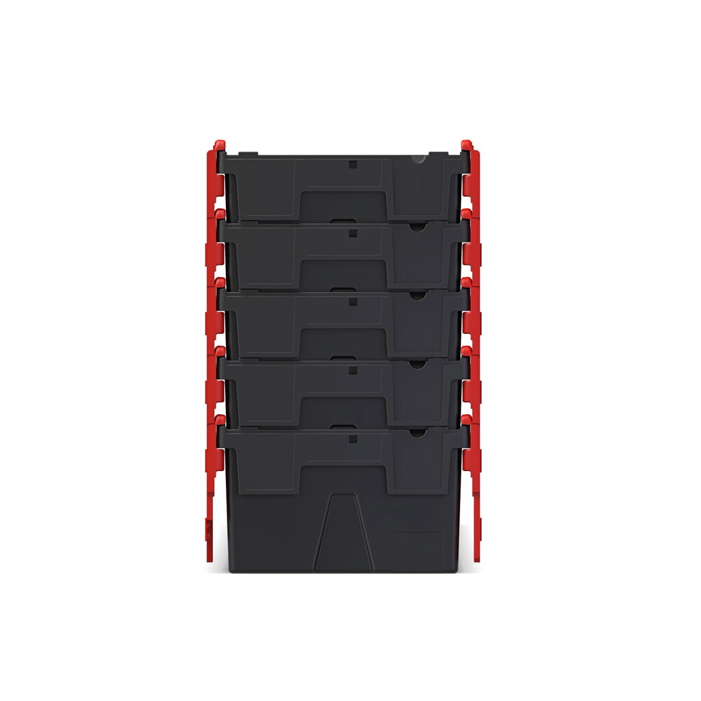 Immagine del prodotto n. 9: Alpha Eurobox in PP rigranulato con tappo incernierato, nero/rosso, 56 litri, HxBxT 310 x 600 x 400 mm
