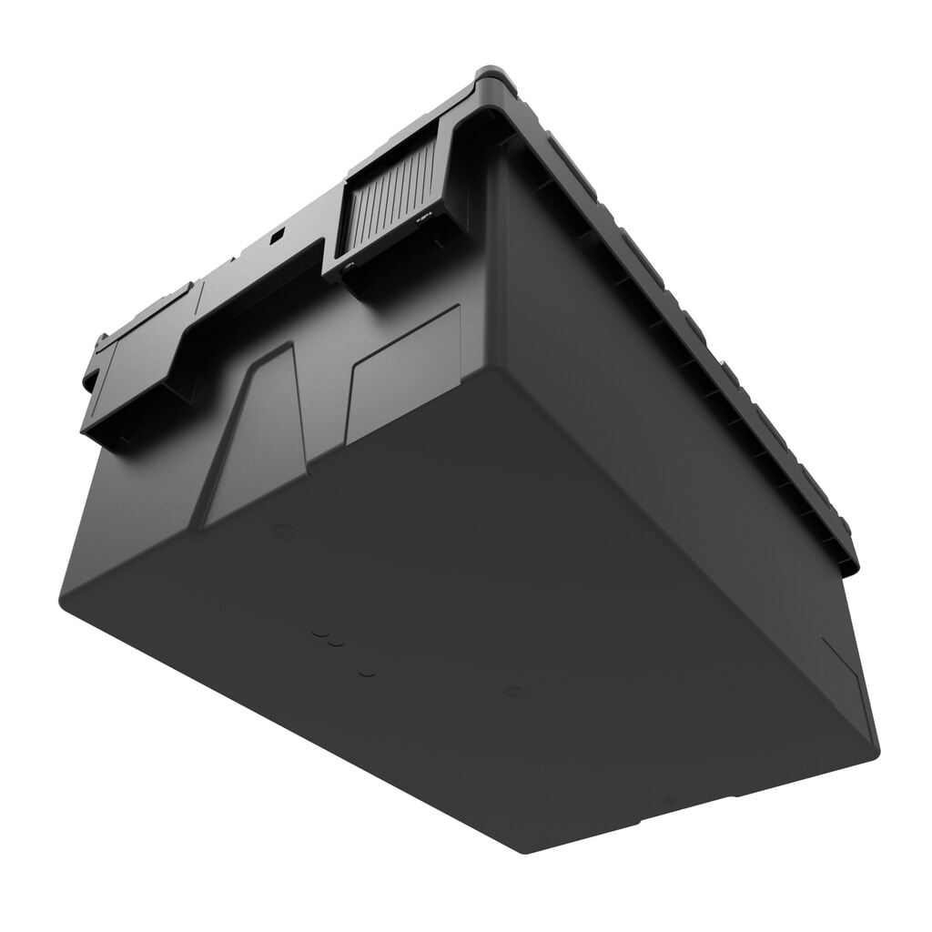 Immagine del prodotto n. 2: Alpha Eurobox in PP rigranulato con tappo incernierato, nero, 65 litri, HxBxT 365 x 600 x 400 mm
