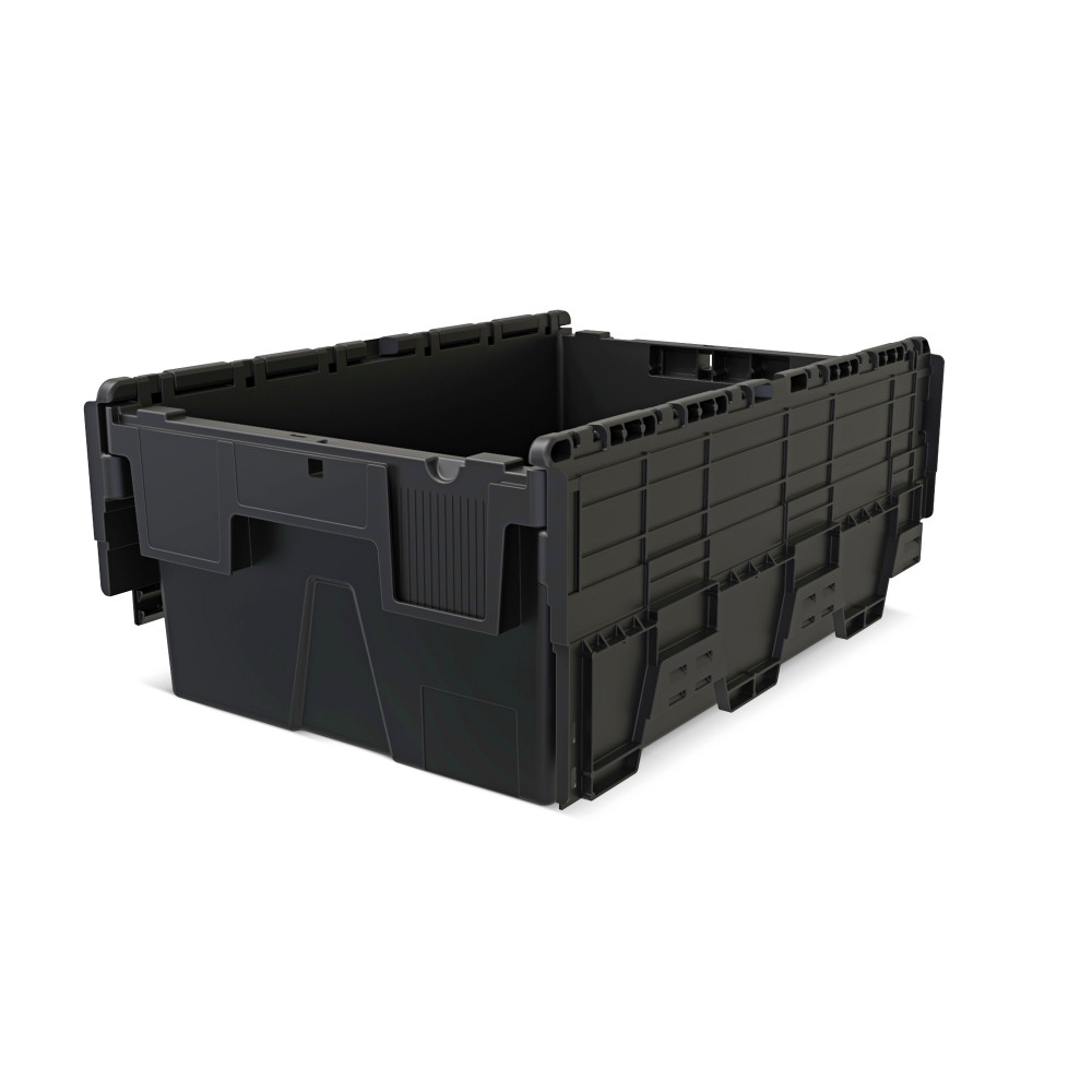 Immagine del prodotto n. 3: Contenitore impilabile multiplo in rigranulato di PP con coperchio ribaltabile, nero, 40 litri, 1 pz/UV