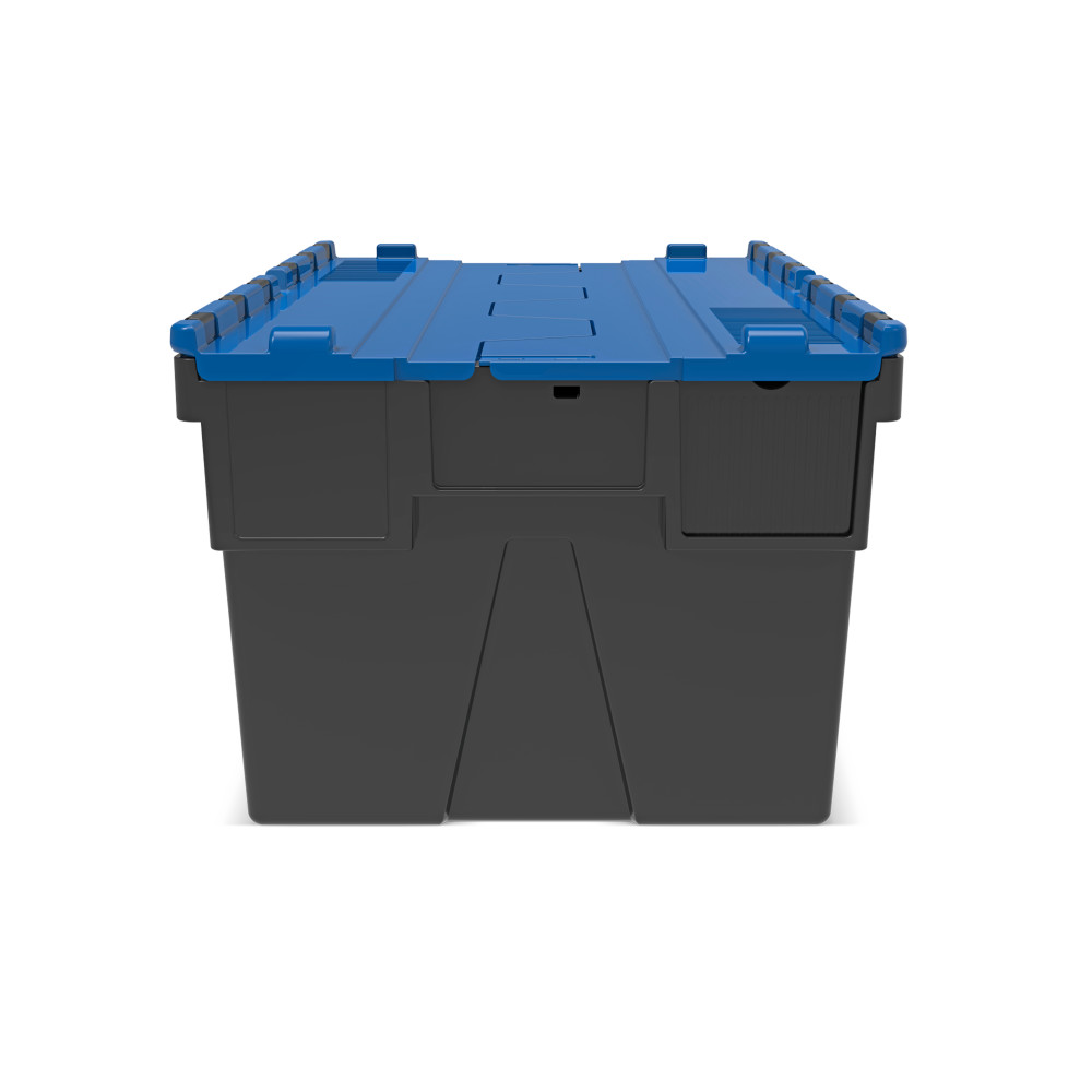 Immagine del prodotto n. 5: Contenitore impilabile multiplo in rigranulato di PP con coperchio ribaltabile, nero/blu, 56 litri, 1 pz/UV