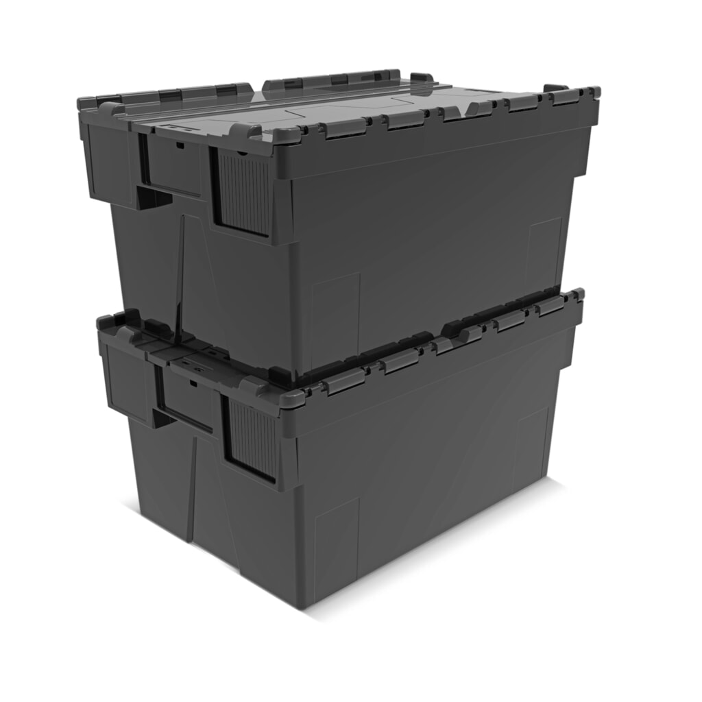 Immagine del prodotto n. 7: Alpha Eurobox in PP rigranulato con tappo incernierato, nero/blu, 56 litri, HxBxT 310 x 600 x 400 mm