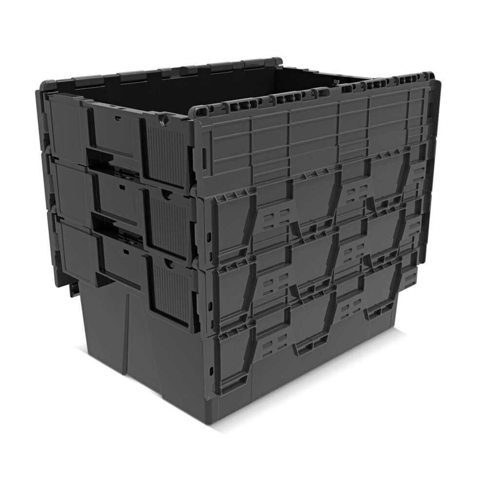 Immagine del prodotto n. 8: Alpha Eurobox in PP rigranulato con tappo incernierato, nero/blu, 56 litri, HxBxT 310 x 600 x 400 mm