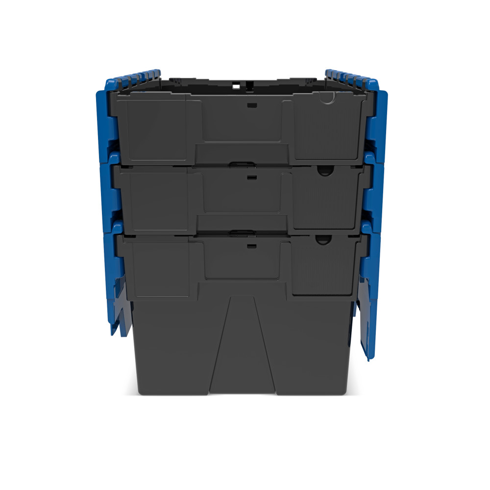 Immagine del prodotto n. 9: Contenitore impilabile multiplo in rigranulato di PP con coperchio ribaltabile, nero/blu, 56 litri, 1 pz/UV