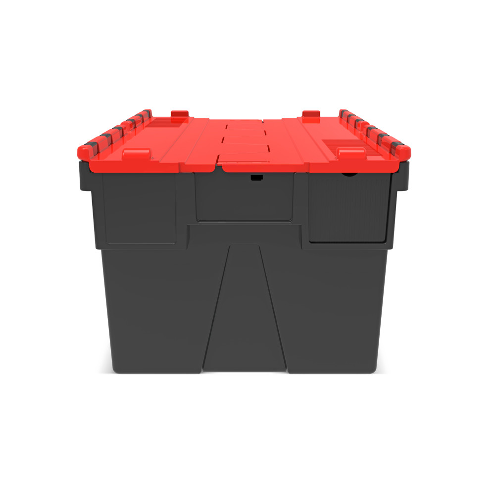 Immagine del prodotto n. 5: Contenitore impilabile multiplo in rigranulato di PP con coperchio ribaltabile, nero/rosso, 56 litri, 1 pz/UV