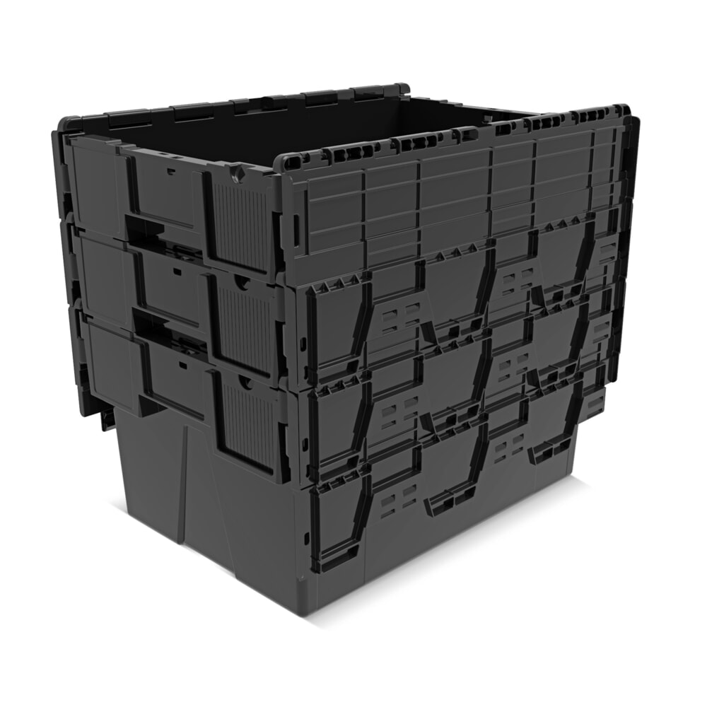 Immagine del prodotto n. 8: Alpha Eurobox in PP rigranulato con tappo incernierato, nero, 56 litri, HxBxT 310 x 600 x 400 mm