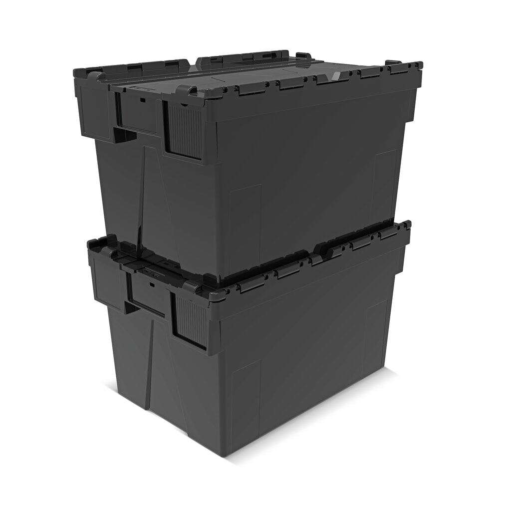 Immagine del prodotto n. 7: Alpha Eurobox in PP rigranulato con tappo incernierato, nero, 65 litri, HxBxT 365 x 600 x 400 mm