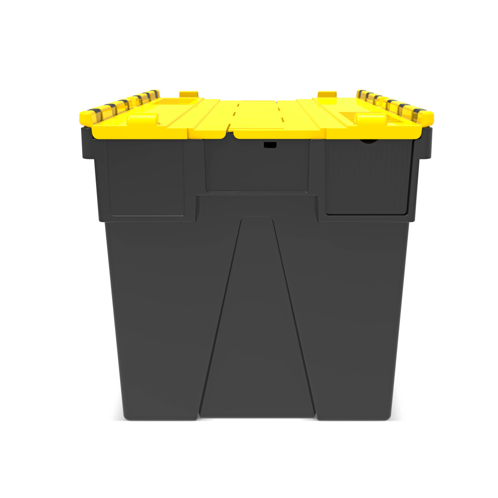 Immagine del prodotto n. 5: Contenitore impilabile multiplo in rigranulato di PP con coperchio ribaltabile, nero/giallo, 77 litri, 1 pz/UV