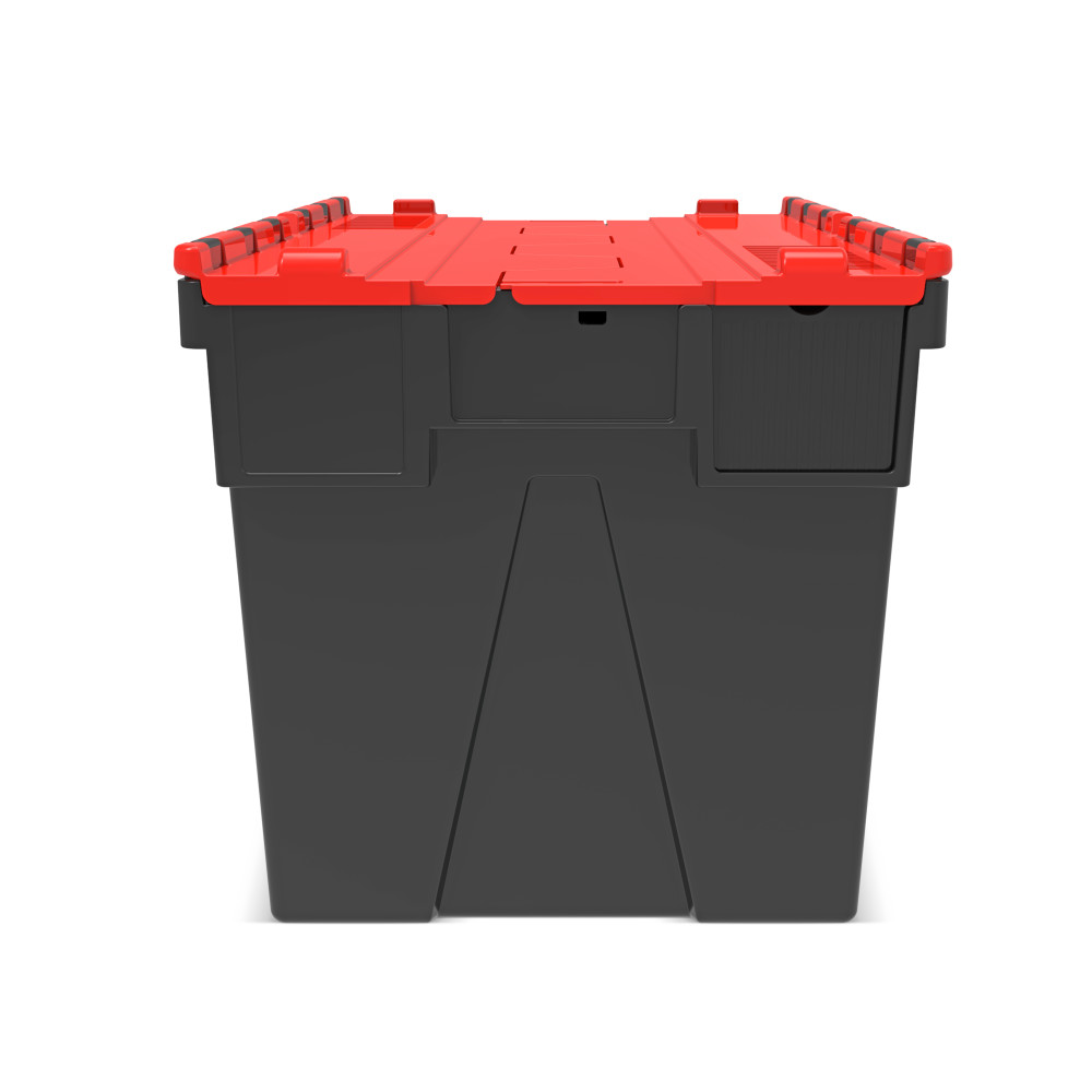 Immagine del prodotto n. 5: Contenitore impilabile multiplo in rigranulato di PP con coperchio ribaltabile, nero/rosso, 77 litri, 1 pz/UV