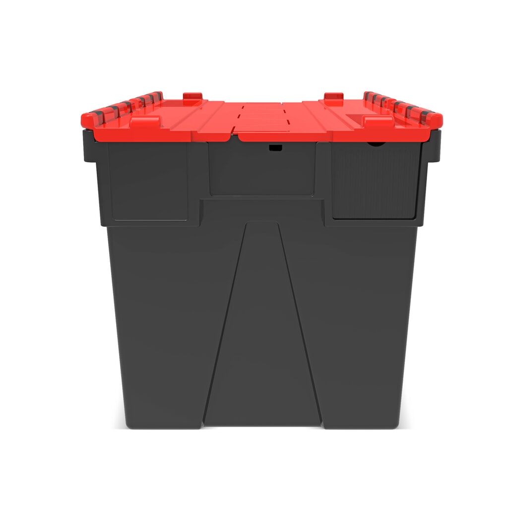 Immagine del prodotto n. 5: Alpha Eurobox in PP rigranulato con tappo incernierato, nero/rosso, 77 litri, HxBxT 400 x 600 x 400 mm