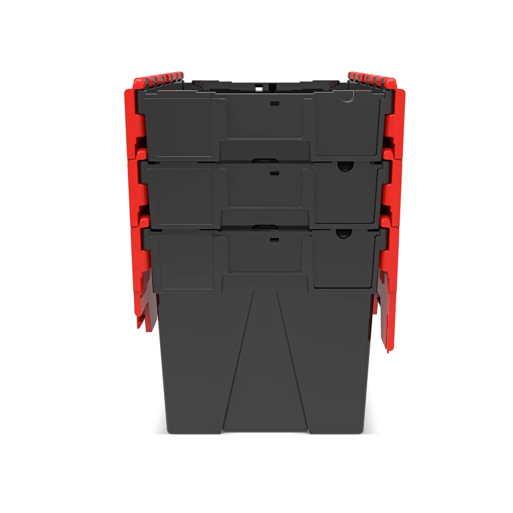 Immagine del prodotto n. 9: Alpha Eurobox in PP rigranulato con tappo incernierato, nero/rosso, 77 litri, HxBxT 400 x 600 x 400 mm