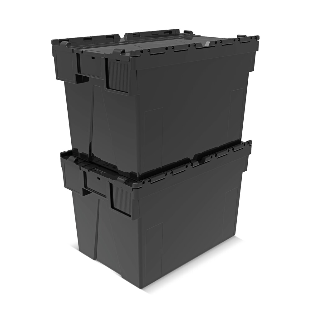 Immagine del prodotto n. 7: Alpha Eurobox in PP rigranulato con tappo incernierato, nero, 77 litri, HxBxT 400 x 600 x 400 mm