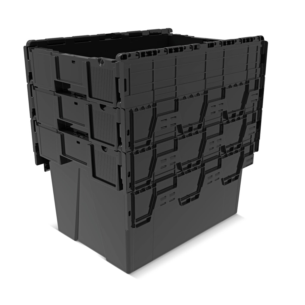Immagine del prodotto n. 8: Alpha Eurobox in PP rigranulato con tappo incernierato, nero, 77 litri, HxBxT 400 x 600 x 400 mm