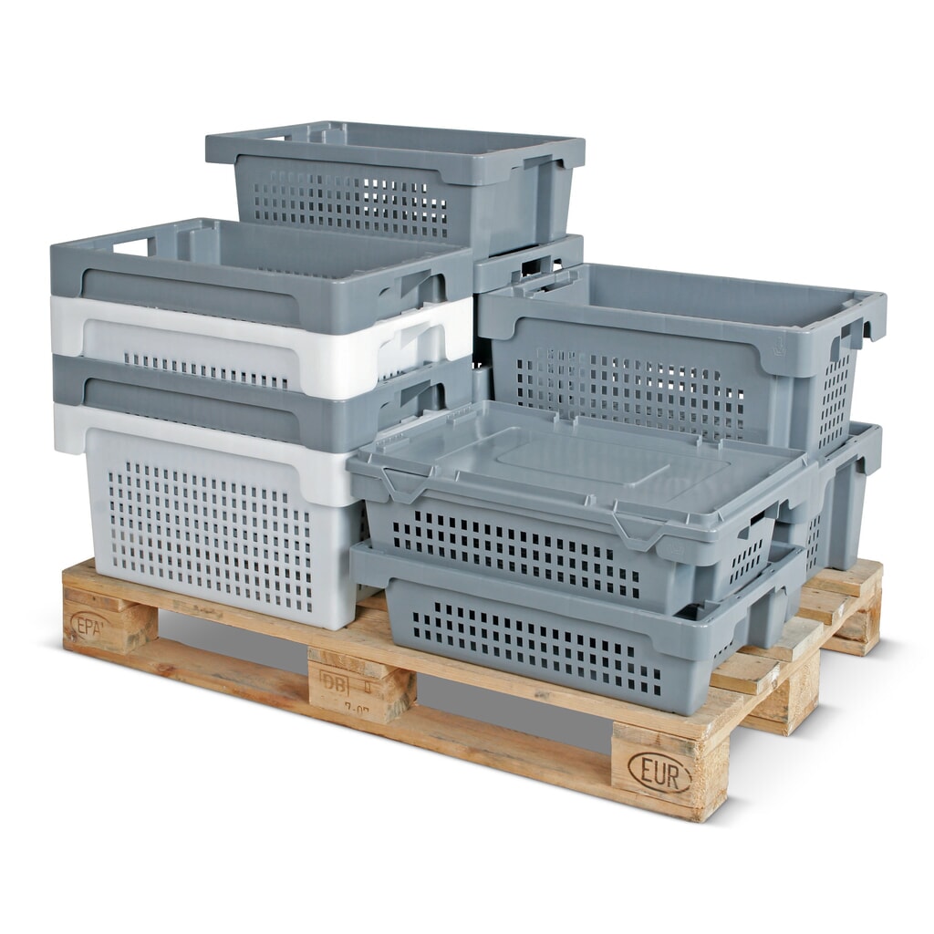 Eurobox, pareti e pavimento traforati, 40 litri, grigio Immagine del prodotto: Eurobox, pareti e pavimento traforati, 40 litri, grigio