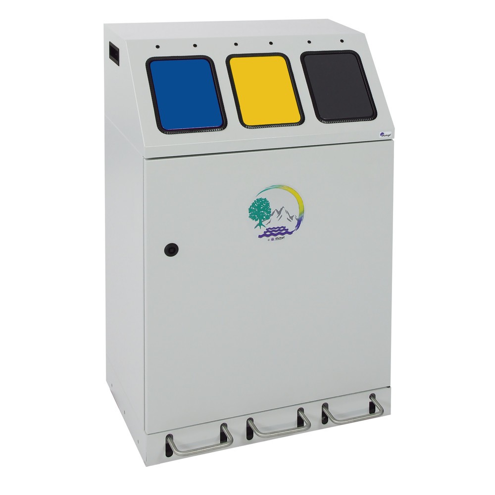 Immagine del prodotto: Contenitore per materiali riciclabili compatto stumpf® con pedale, 3 x 30 l