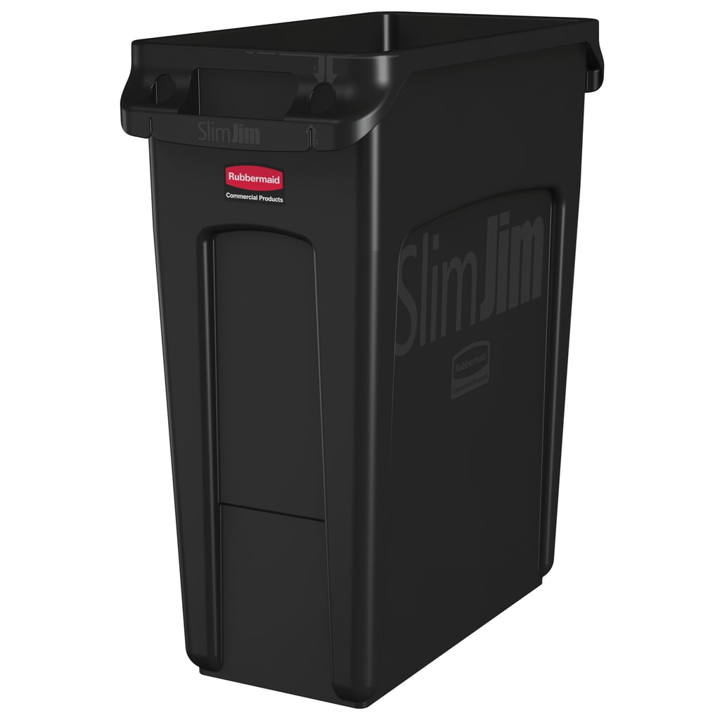 Contenitore per materiali riciclabili Rubbermaid Slim Jim® con canaline di aerazione