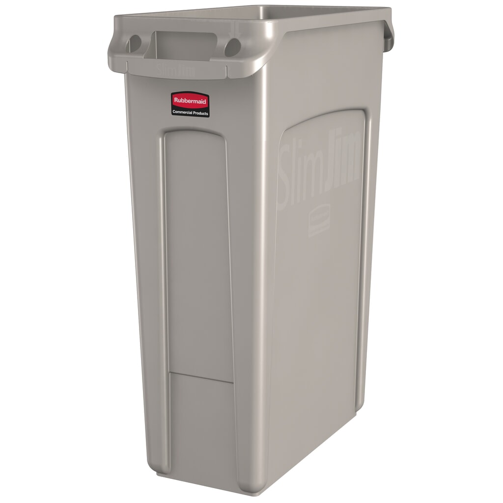 Contenitore per materiali riciclabili Rubbermaid® Slim Jim, con feritoie, beige, 87 litri Immagine del prodotto: Contenitore per materiali riciclabili Rubbermaid® Slim Jim, con feritoie, beige, 87 litri