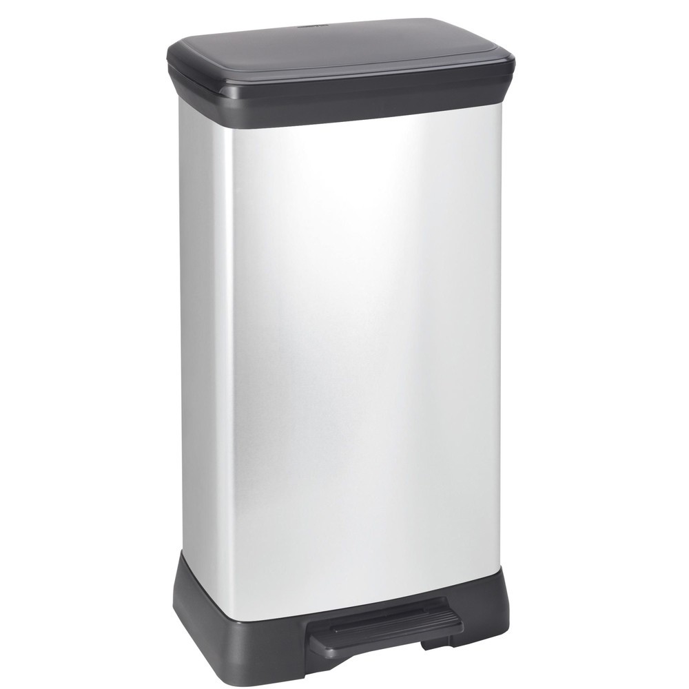 Immagine del prodotto: Contenitore per rifiuti a pedale DECOBIN Duo, rettangolare, 2x23 litri, argento/nero
