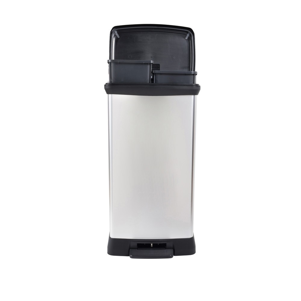Immagine del prodotto n. 4: Contenitore per rifiuti a pedale DECOBIN Duo, rettangolare, 2x23 litri, argento/nero