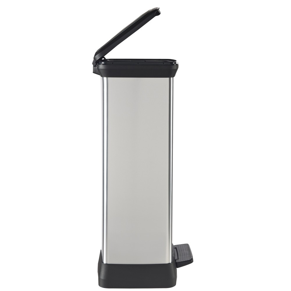 Immagine del prodotto n. 8: Contenitore per rifiuti a pedale DECOBIN Duo, rettangolare, 2x23 litri, argento/nero