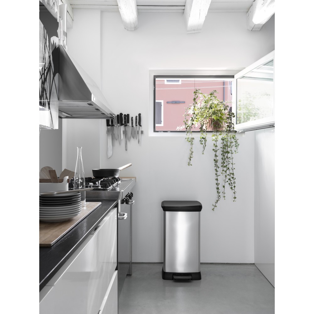 Immagine del prodotto n. 9: Contenitore per rifiuti a pedale DECOBIN Duo, rettangolare, 2x23 litri, argento/nero