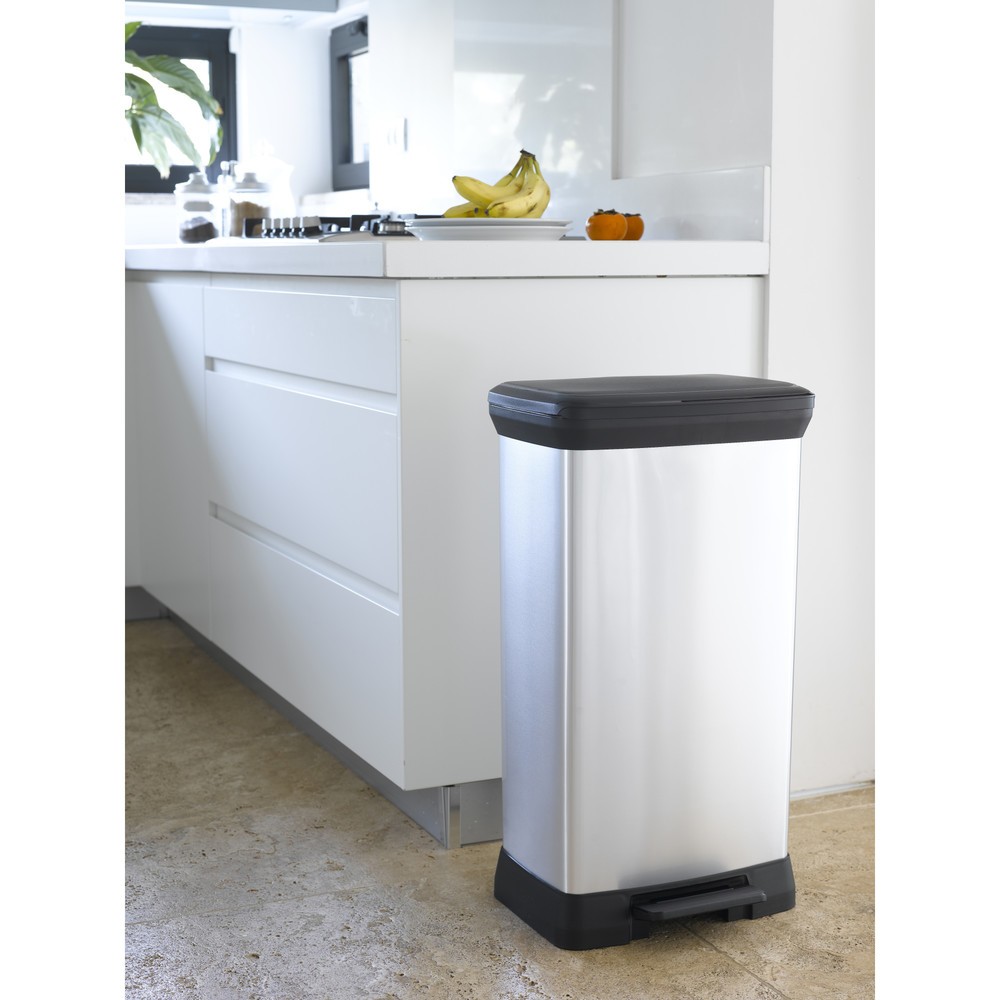 Immagine del prodotto n. 13: Contenitore per rifiuti a pedale DECOBIN Duo, rettangolare, 2x23 litri, argento/nero