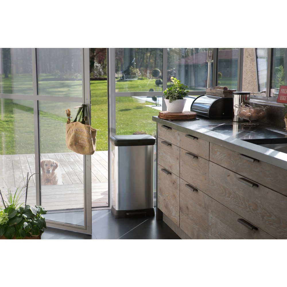 Immagine del prodotto n. 14: Contenitore per rifiuti a pedale DECOBIN Duo, rettangolare, 2x23 litri, argento/nero