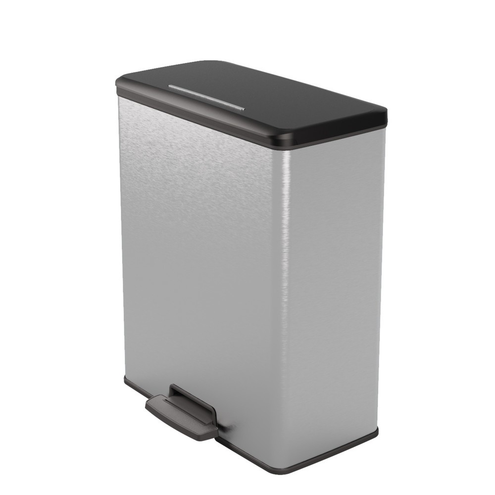 Immagine del prodotto: Contenitore per rifiuti a pedale DECOBIN Duo, rettangolare, 2x26 litri, argento/nero